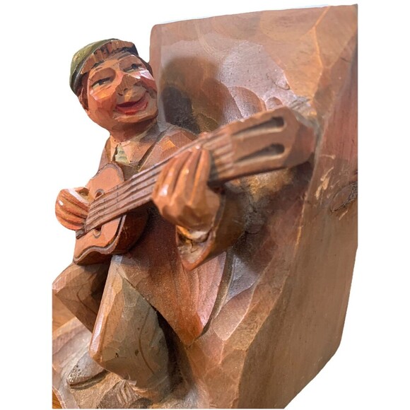 ANRI Wood Carved  6" Bookends Musicians Italy 1850’s - Picture 3 of 11